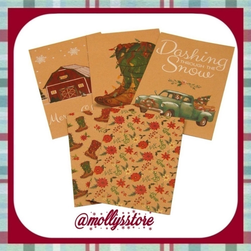 💗 New Pioneer Woman (5) Christmas Barn Truck Folding Carton Paper Gift Boxes